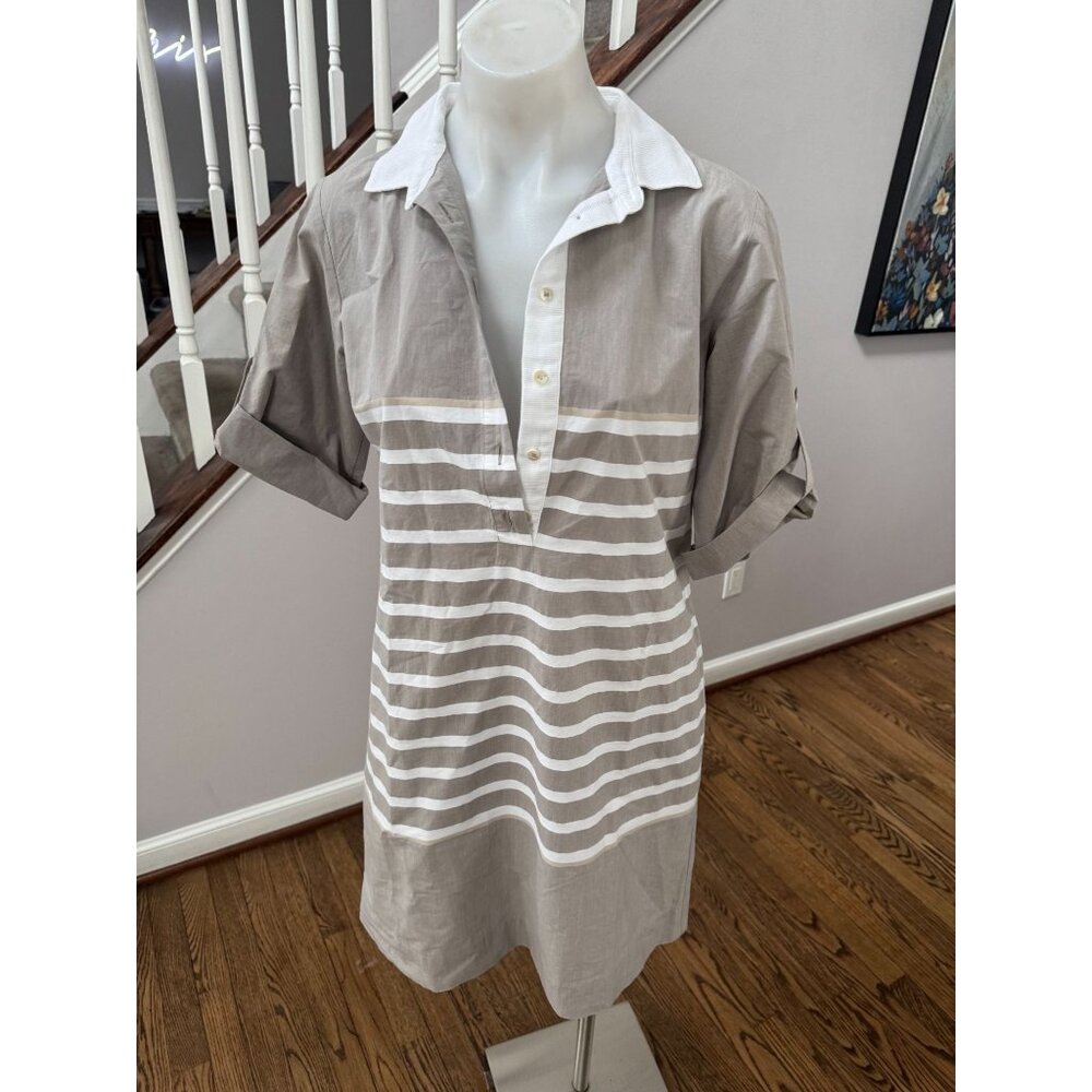 ROSSO35 Genova Italy Striped Cotton Polo Mini Dress Grey Size 42 (4/6)